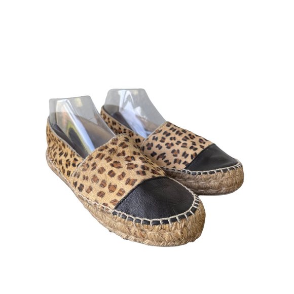 ALDO Leopard Print Faux Leather Fur Espadrille Slip On Flats Size 10/41 - Picture 1 of 6